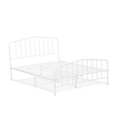 Kemah Queen Platform Bed with 4 Metal Legs - Magnificent Bed in Powder Coating White Color