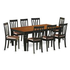 9  PcKitchen  Table  set  with  a  Dining  Table  and  8  Kitchen  Chairs  in  Black  and  Cherry