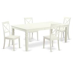 5  PcKitchen  Table  set  with  a  Dining  Table  and  4  Dining  Chairs  in  Linen  White