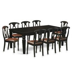 9  Pc  Dining  set  with  a  Dining  Table  and  8  Leather  Dining  Chairs  in  Black