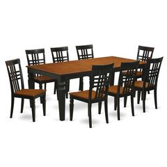 9  Pc  Table  and  chair  set  with  a  Dining  Table  and  8  Dining  Chairs  in  Black  and  Cherry
