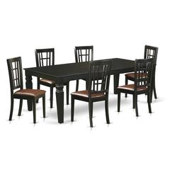 7  Pc  Dining  Room  set  with  a  Dinning  Table  and  6  Leather  Dining  Chairs  in  Black