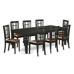 9  PcKitchen  table  set  with  a  Dinning  Table  and  8  Leather  Kitchen  Chairs  in  Black