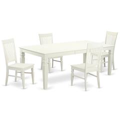 5  PC  Dining  room  set  with  a  Dining  Table  and  4  Dining  Chairs  in  Linen  White