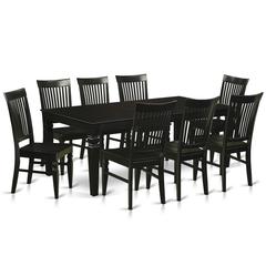 9  Pc  Dining  set  with  a  Dinning  Table  and  8  Wood  Kitchen  Chairs  in  Black