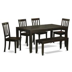 6  Pc  Kitchen  Table  with  bench-Table  with  Leaf  and  4  Dining  Chairs  and  Bench