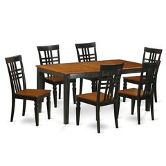 7  PC  Kitchen  Table  set  with  a  Nicoli  Table  and  6  Dining  Chairs  in  Black  and  Cherry