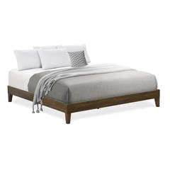 East West Furniture Queen Size Bed Frame with 4 Solid Wood Legs and 2 Extra Center Legs - Walnut Finish