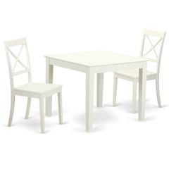 3  Pcsquare  Kitchen  Table  and  2  Wood  Kitchen  Dining  Chairs  in  Linen  White