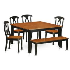 6PC  Dining  room  set  with  bench-Dining  Table  and  4  Wood  Dining  Chairs  plus  a  bench