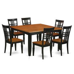 7  Pc  Kitchen  Table  set  with  a  Table  and  6  Kitchen  Chairs  in  Black  and  Cherry