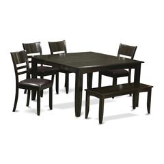6  Pc  Dining  set  with  bench-Dining  Table  with  Leaf  and  4  Dinette  Chair  Plus  Bench.