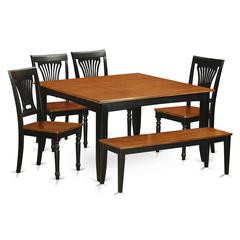 6  PC  Dining  room  set  with  bench-Dining  Table  with  4  Wood  Dining  Chairs  and  a  bench