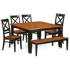 6  PC  Dining  room  set  with  bench-Dining  Table  with  4  Wooden  Dining  Chairs  and  a  bench