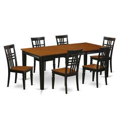 7  PcKitchen  Table  set  with  a  Dining  Table  and  6  Dining  Chairs  in  Black  and  Cherry