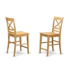 Quincy  Counter  Height  Stools  With  X-Back  in  Oak  Finish,  Set  of  2