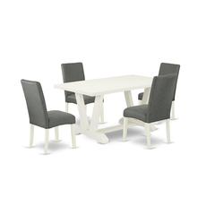 East West Furniture V026DR207-5 - 5-Piece Dining Room Table Set - 4 Parson Dining Chairs and a Rectangular Table Hardwood Structure