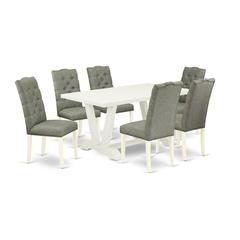 East West Furniture V026EL207-7 - 7-Piece Kitchen Set - 6 Parson Chair and a Dining Room Table Solid Wood Frame
