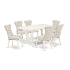 East West Furniture V026Ga235-7 - 7-Piece Dining Room Set - 6 Parson Dining Chairs and Small Rectangular Table Hardwood Structure