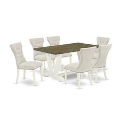 East West Furniture V076Ga235-7 - 7-Piece Small Dining Table Set - 6 Parson Dining Room Chairs and a Rectangular Dinette Table Hardwood Frame