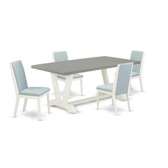 East West Furniture V097LA015-5 5-Piece Beautiful Dining Room Table Set an Outstanding Cement Color Kitchen Rectangular Table Top and 4 Stunning Linen Fabric Parson Chairs with Stylish Chair Back, Lin