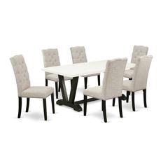 East West Furniture V626EL635-7 - 7-Piece Kitchen Table Set - 6 Kitchen Parson Chairs and Kitchen Dining Table Solid Wood Structure