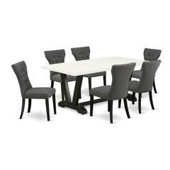East West Furniture V626Ga650-7 - 7-Piece Dining Room Set - 6 Parson Dining Chairs and Dining Room Table Solid Wood Structure