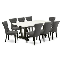 East West Furniture V627Ga650-9 - 9-Piece Kitchen Table Set - 8 Parson Chairs and Dinner Table Hardwood Structure