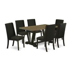 East West Furniture V676FL624-7 - 7-Piece Dining Room Table Set - 6 Parson Dining Chairs and Dinette Table Hardwood Frame