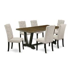 East West Furniture V677EL635-7 - 7-Piece Dining Room Table Set - 6 Kitchen Parson Chair and Wood Dining Table Hardwood Frame