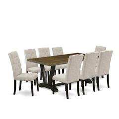 9-Piece Kitchen Table Set - 8 Parson Chairs and a Rectangular Kitchen Table Hardwood Structure