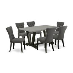 East West Furniture V696Ga650-7 - 7-Piece Small Dining Table Set - 6 Parsons Dining Room Chair and a Rectangular Kitchen Dining Table Solid Wood Structure