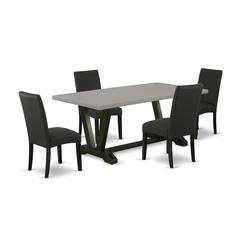 East West Furniture V697DR124-5 - 5-Piece Dining Room Set - 4 Parson Chairs and a Rectangular Small Dining Table Hardwood Frame