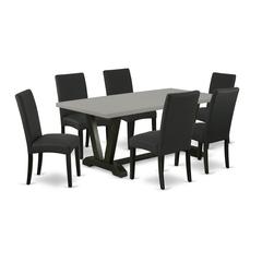 East West Furniture V697DR124-7 - 7-Piece Dining Table Set - 6 Parson Dining Chairs and Dining Table Hardwood Frame