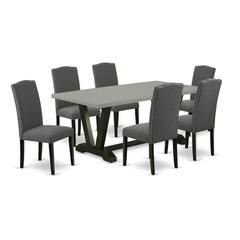 East West Furniture V697EN120-7 - 7-Piece Kitchen Set - 6 Kitchen Parson Chair and a Dinner Table Hardwood Frame