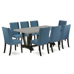 East West Furniture V697FL121-9 - 9-Piece Dining Table Set - 8 Parson Dining Chairs and Dining Table Hardwood Frame