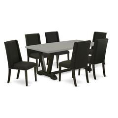 East West Furniture V697FL624-7 - 7-Piece Kitchen Set - 6 Parson Chair and a Dining Room Table Solid Wood Frame