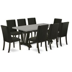 East West Furniture V697FL624-9 - 9-Piece Small Dining Table Set - 8 Parson Dining Chairs and a Rectangular Dining Table Solid Wood Structure