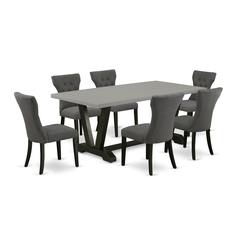 East West Furniture V697Ga650-7 - 7-Piece Dining Room Table Set - 6 Dining Chairs and Small a Rectangular Table Hardwood Structure