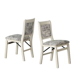 Waco Dining Chairs with PU Leather Seat, 3-X Back, Set of 2, Linen White Wood