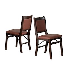 Waco Kitchen Chairs with PU Leather Seat, 3-X Back, Set of 2, Mahogany Wood