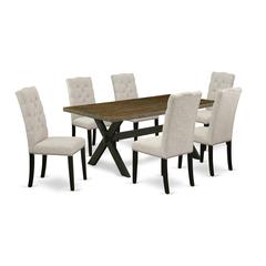 East West Furniture X677EL635-7 - 7-Piece Dining Table Set - 6 Parson Chairs and Dining Room Table Solid Wood Frame