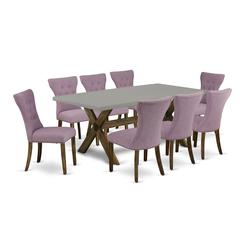 East West Furniture X797Ga740-9 - 9-Piece Dining Table Set - 8 Parsons Chairs and a a Rectangular Table Hardwood Frame