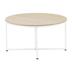 White Round Coffee Table Solid Wood Construction with Powder Coating
