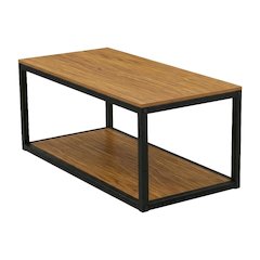 Black Mid Century Modern Coffee Table with Solid Wood and Powder Coating