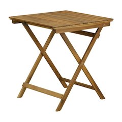 3-Piece Outdoor Dining Set Wood-Tone Oil Finish - Table with 2 Folding Chairs