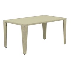 Rectangle PE Wicker Dining Table with Glass Top for Outdoor Patio