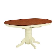 White Oval Pedestal Table, Butterfly Leaf Extension, Seats 6