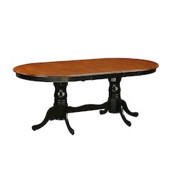 Black Oval Dining Table, Double Pedestal, Butterfly Leaf, Seats 8