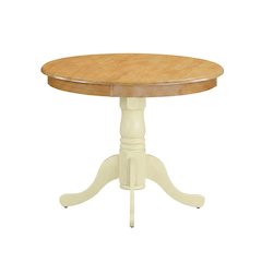 Oak Round Pedestal Dining Table, Buttermilk Accent, Seats 4